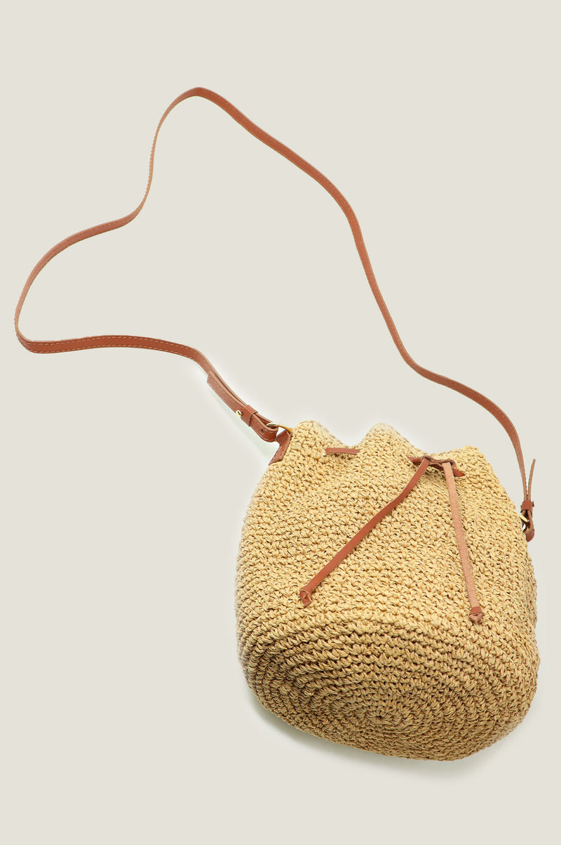 Raffia Crossbody Pouch Bag | Natural