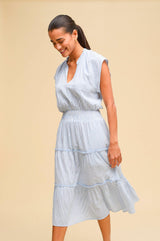 Riley Organic Cotton Dress | Stripe Blue/White