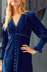 Long Sleeve Velvet Sally Anne | Blue Sapphire