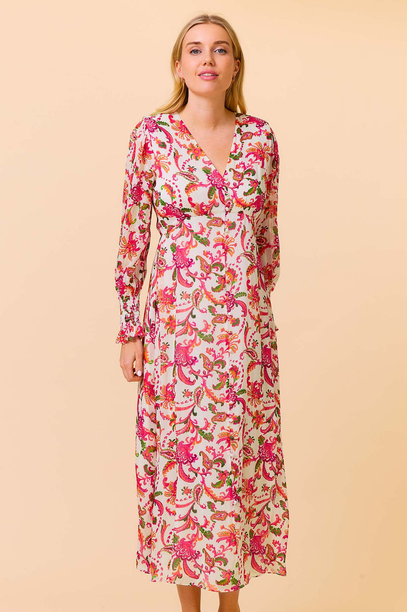 Long Sleeve Sally Anne Dress | Paisley Floral Multi