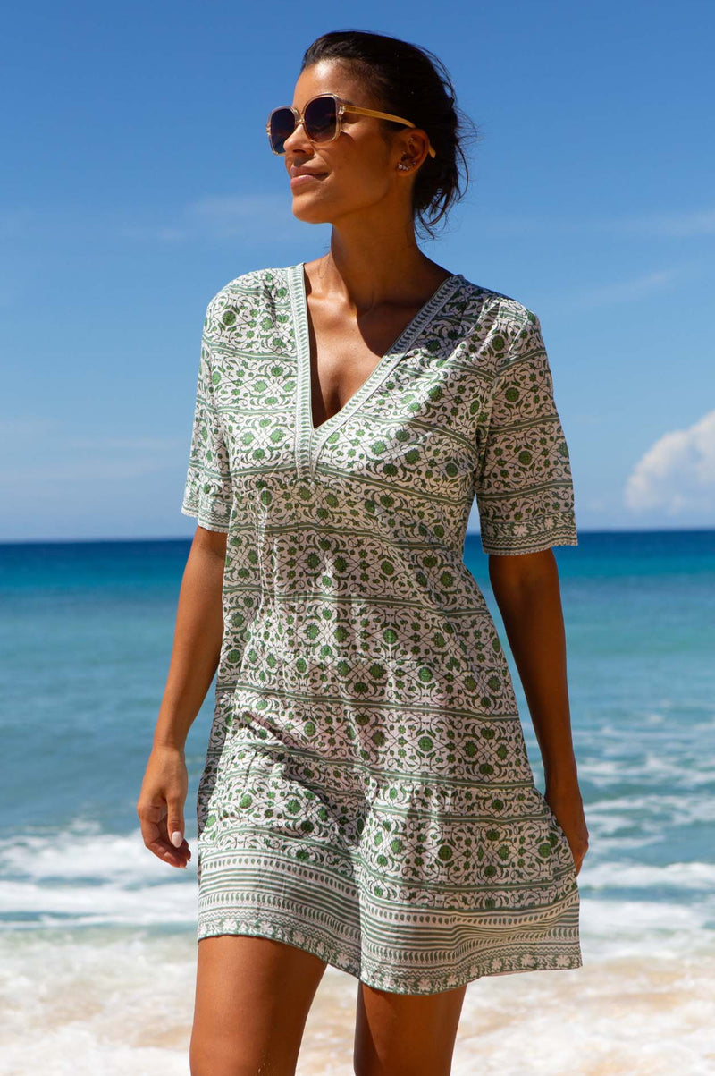 Santorini Kaftan | Santorini White/Khaki