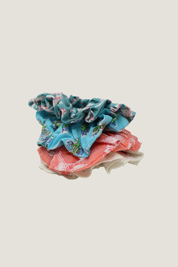 Block Print Scrunchie | Flower Coral