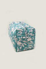 Medium Block Print Wash Bag | Japanese Flower Sea Green