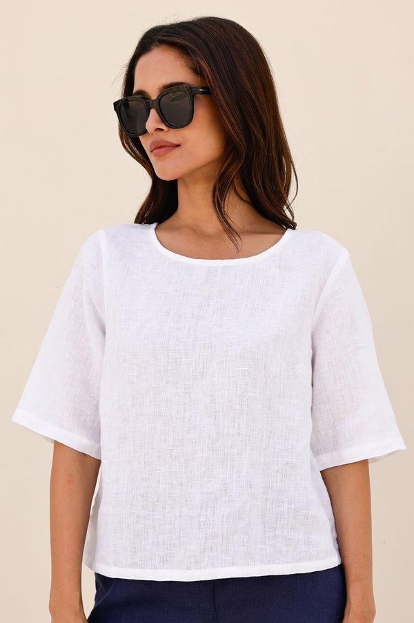 Linen Shell Top | White