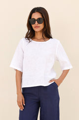 Linen Shell Top | White