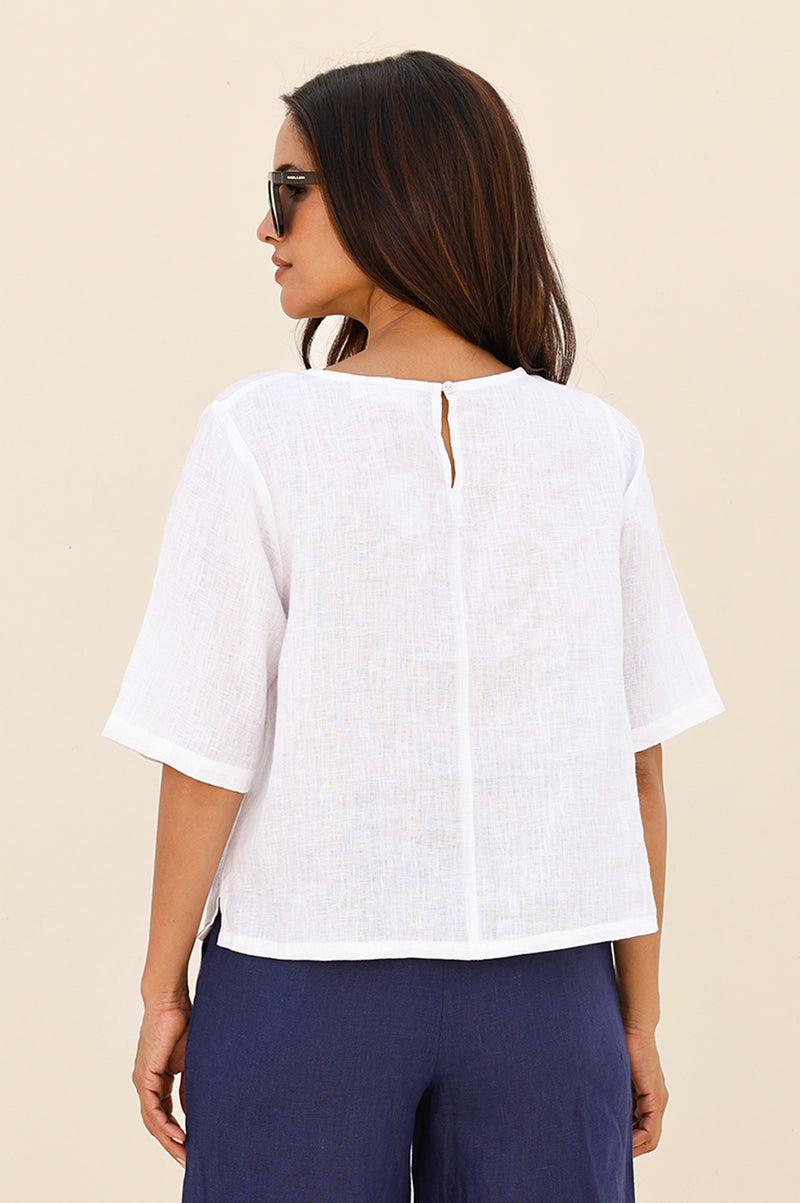 Linen Shell Top | White