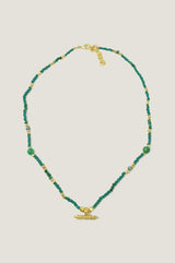 Sienna T-Bar Necklace | Gold/Green