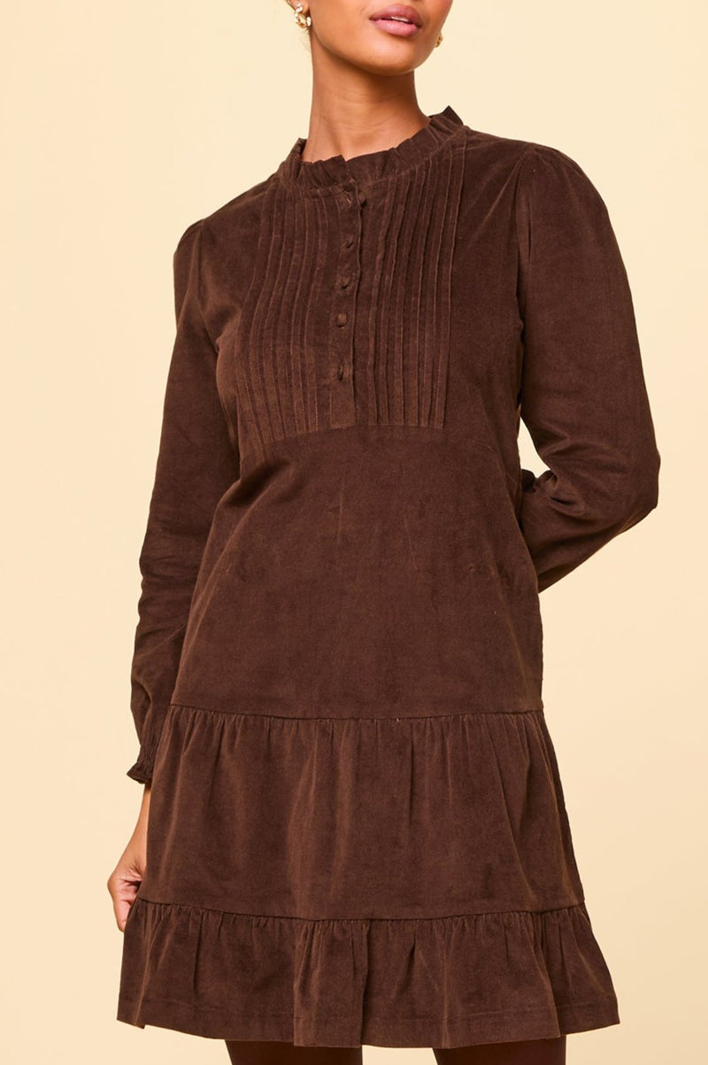 Stema Short Corduroy Dress | Chocolate