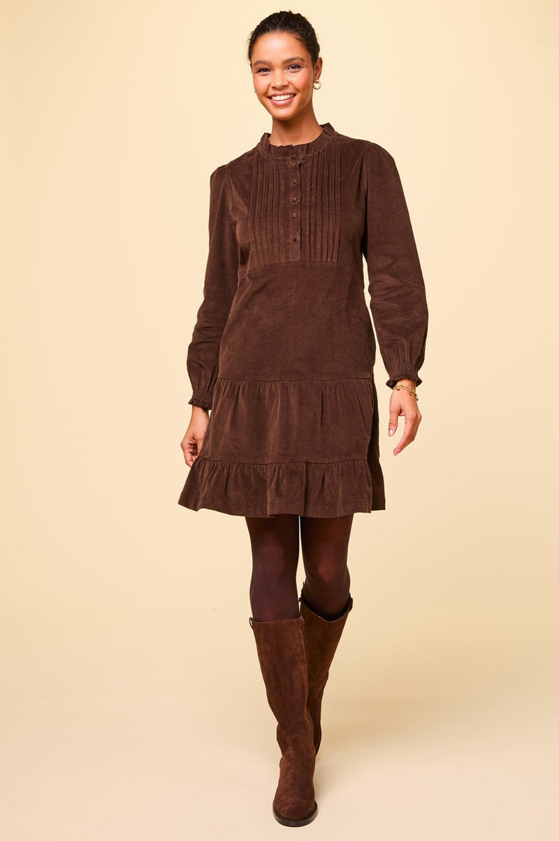 Stema Short Corduroy Dress | Chocolate