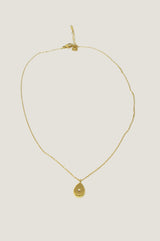 Glass Teardrop Necklace | Gold