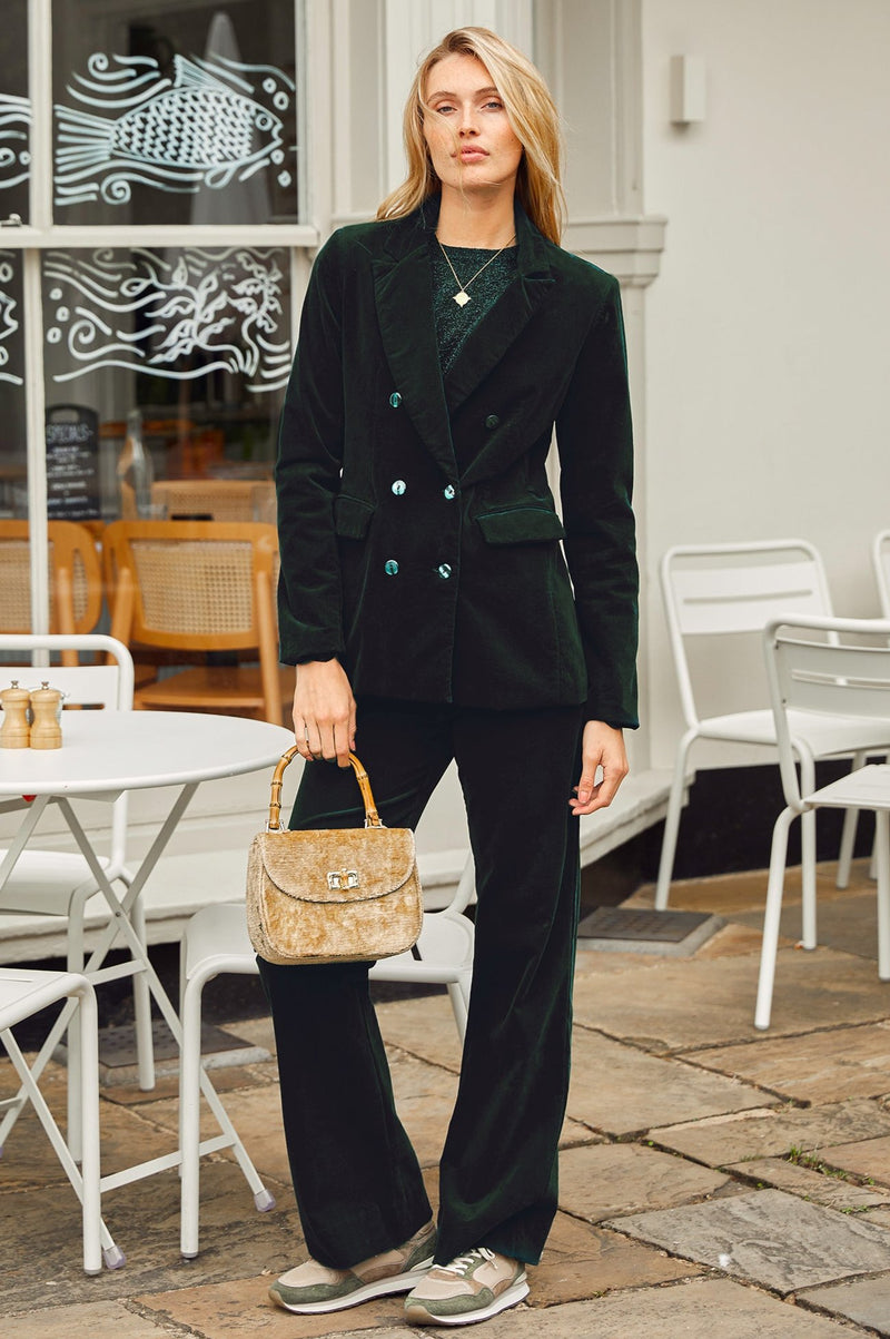 Theresa Stretch Corduroy Blazer | Bottle Green