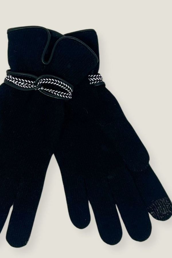 Touchscreen Wool & Cashmere Blend Gloves | Black/White