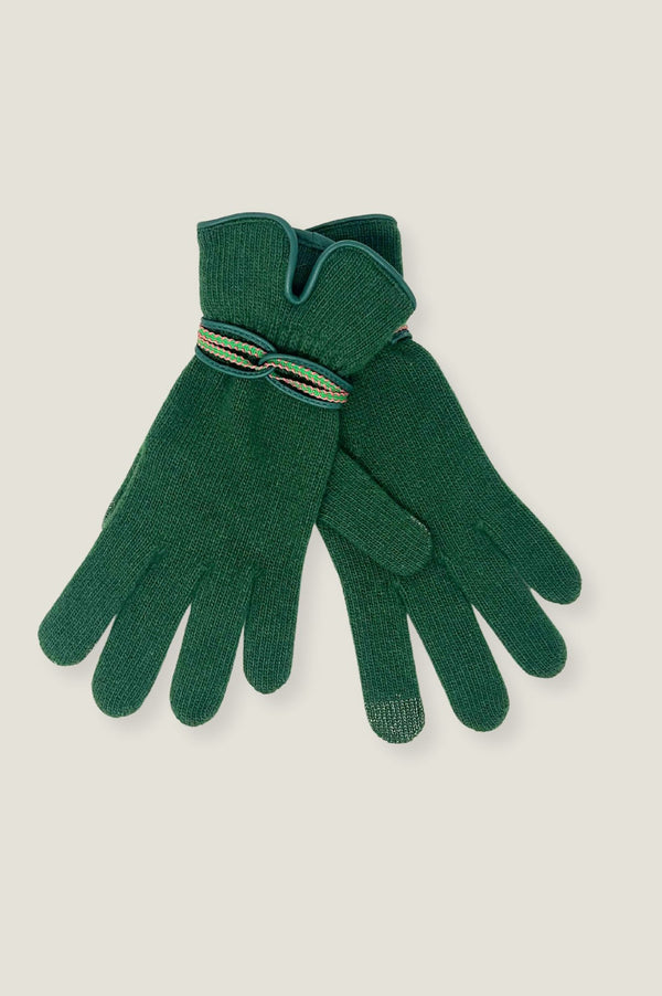 Touchscreen Wool & Cashmere Blend Gloves | Green/Fuchsia