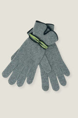 Touchscreen Wool & Cashmere Blend Gloves | Grey/Lime