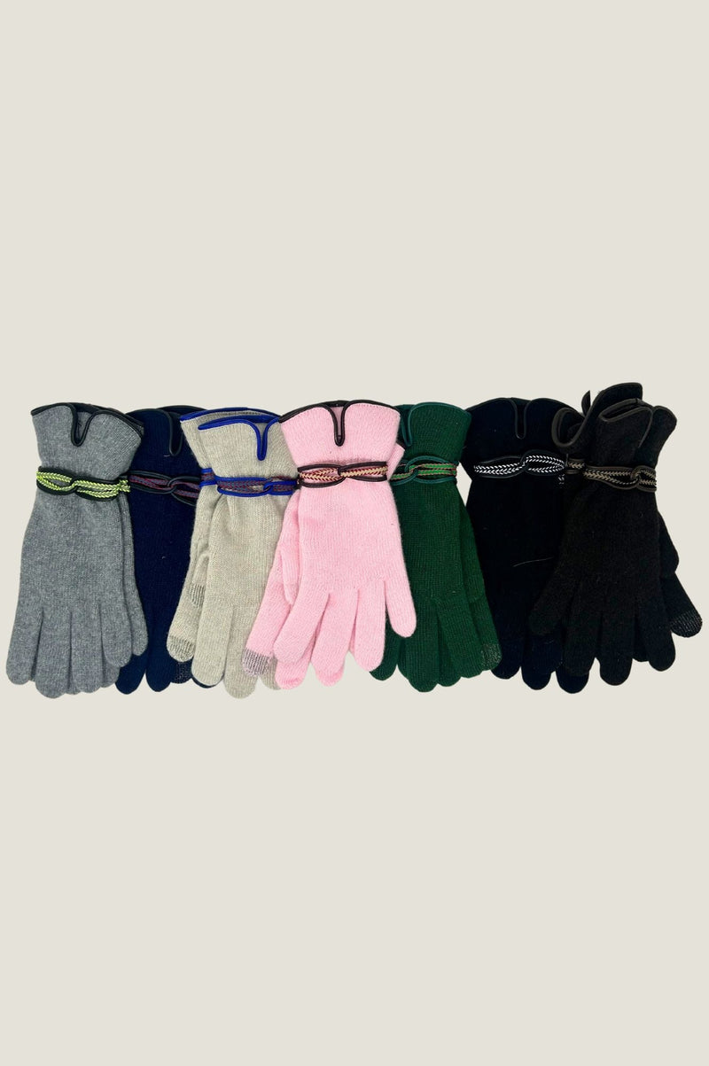 Touchscreen Wool & Cashmere Blend Gloves | Green/Fuchsia