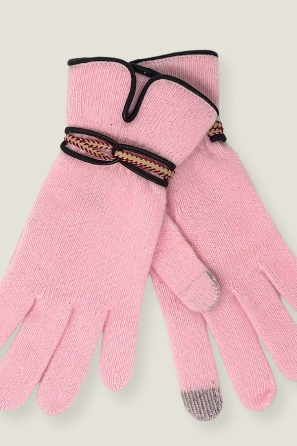 Touchscreen Wool & Cashmere Blend Gloves | Light Pink/Red