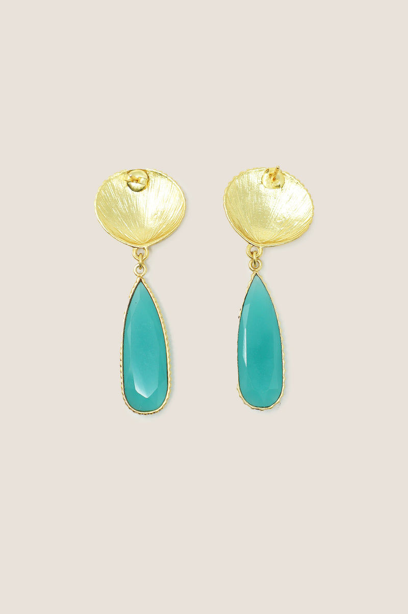 Tria Shell Earrings | Gold/Teal