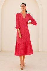 Victoria Broderie Dress | Red