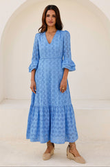 Victoria Broderie Dress | Blue