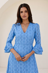 Victoria Broderie Dress | Blue