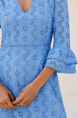 Victoria Broderie Dress | Blue