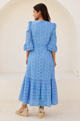 Victoria Broderie Dress | Blue