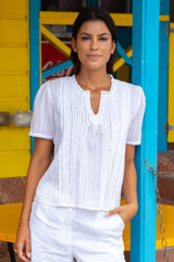 Vienna Short Sleeve Blouse | White