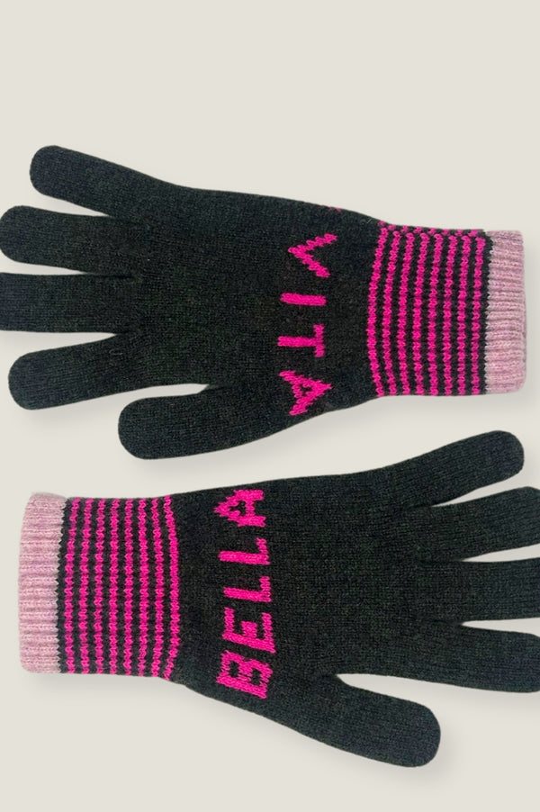 Vita Bella Gloves | Khaki/Fuchsia