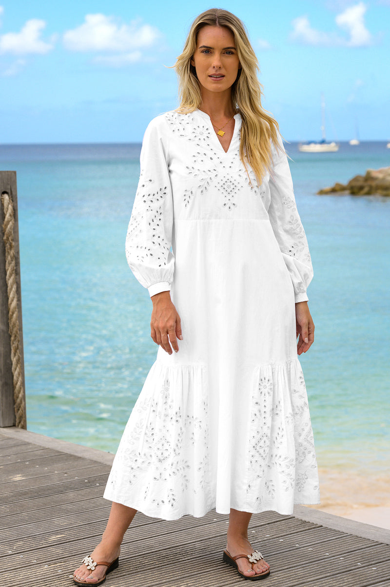 Long sleeve cheap eyelet dress