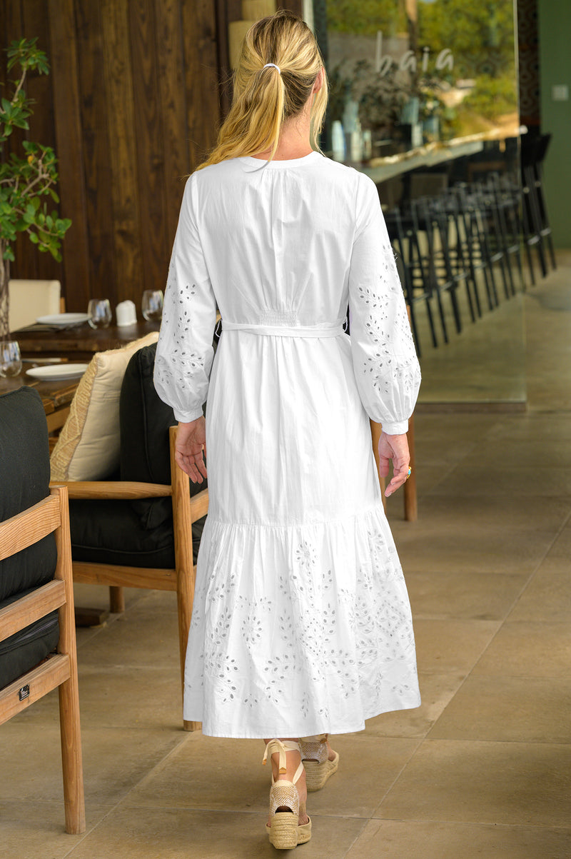 Long sleeve outlet white eyelet dress