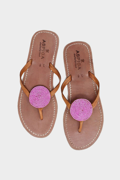 Aspiga Sustainable Leather and Glass Beaded Handmade Sandals