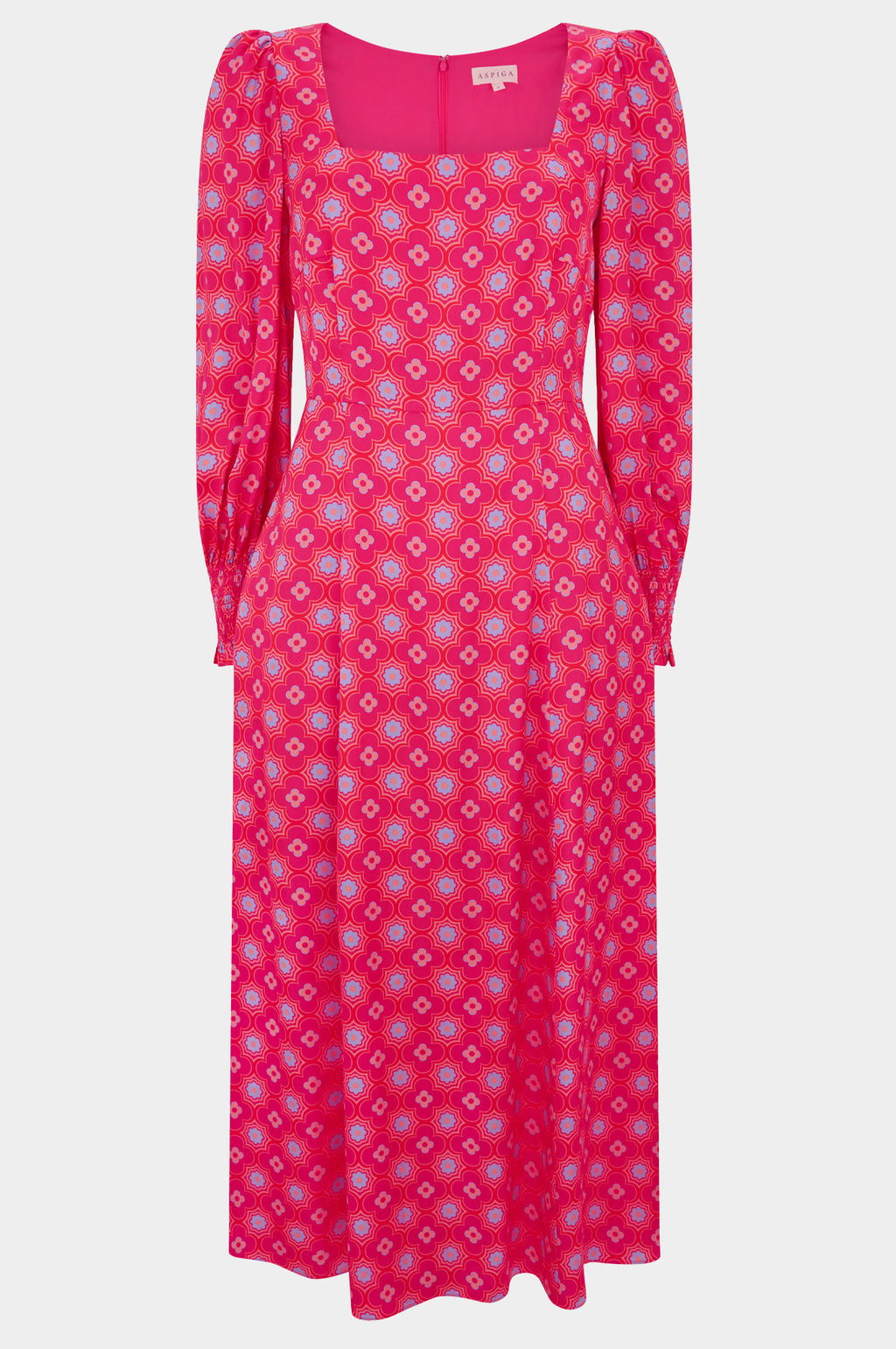 Aspiga Ladies Sustainable Iyla Dress | Geo Floral Bright Pink