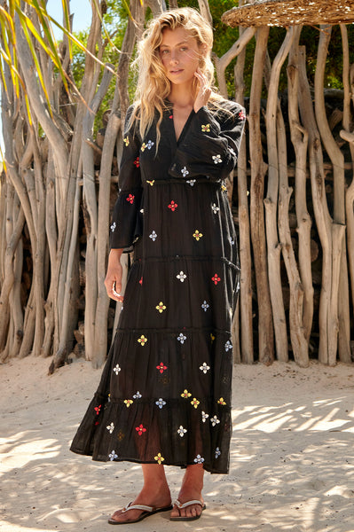 Florence Embroidered Kaftan Black Multi