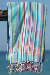 Habiba Stripe Kikoy | Turquoise - Aspiga