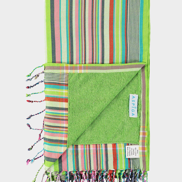 Ethical Aspiga Cotton Handmade Beach Kenyan Kikoy Towel Lime