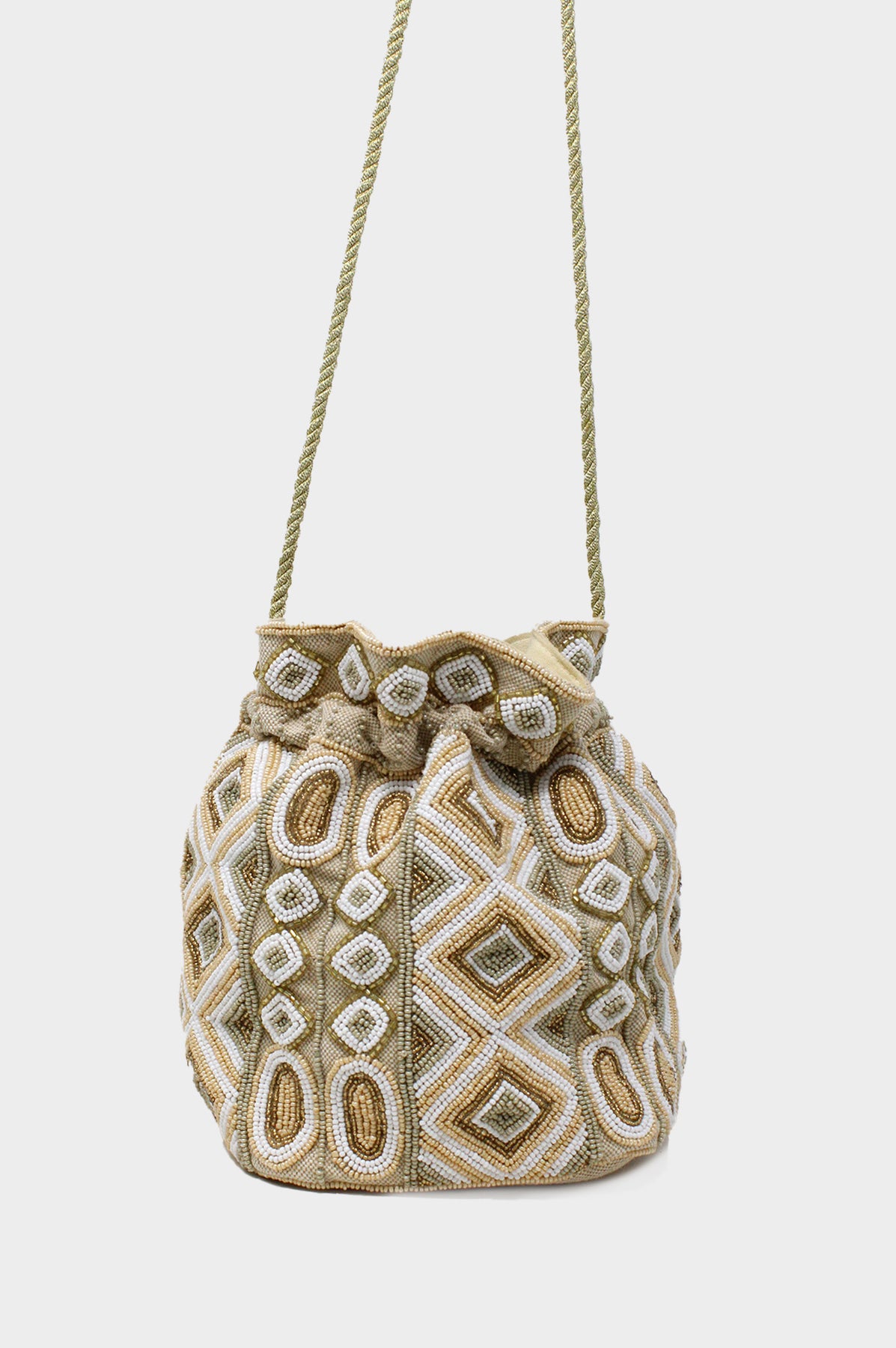 Aspiga Ladies Sustainable Beaded Gold Crossbody Handbag